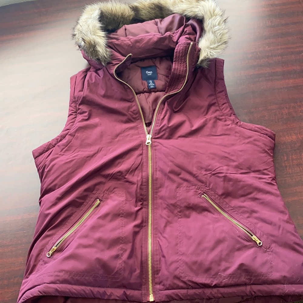 Maroon vest with hood